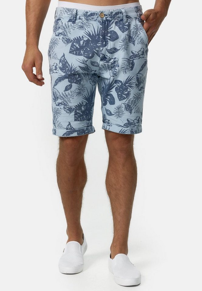 Indicode Chinoshorts Herren Curtain Chino Shorts Herrenshorts Chino Shorts mit sommerlichem Blumenprint und einem Gürtel von Indicode