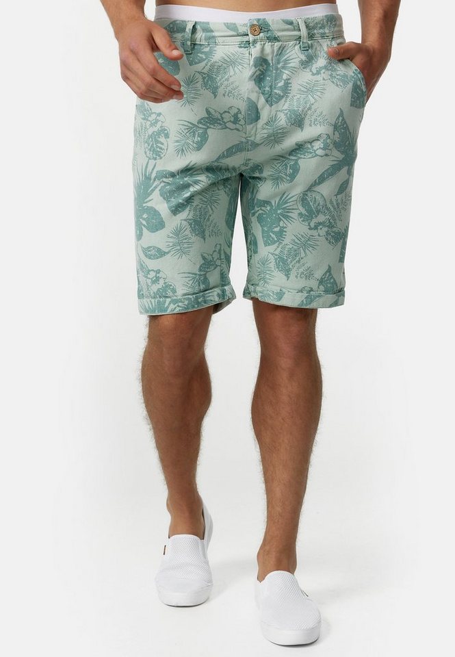 Indicode Chinoshorts Herren Curtain Chino Shorts Herrenshorts Chino Shorts mit sommerlichem Blumenprint und einem Gürtel von Indicode