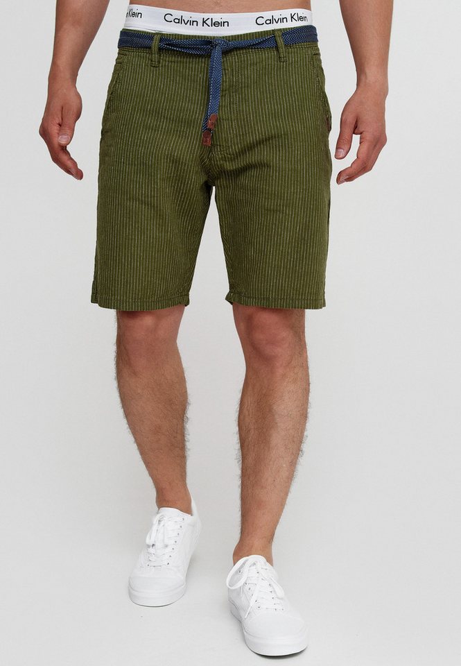 Indicode Chinoshorts Herren Enford Chino Shorts Herrenshorts mit abnehmbaren, gemusterten Bindegürtel von Indicode
