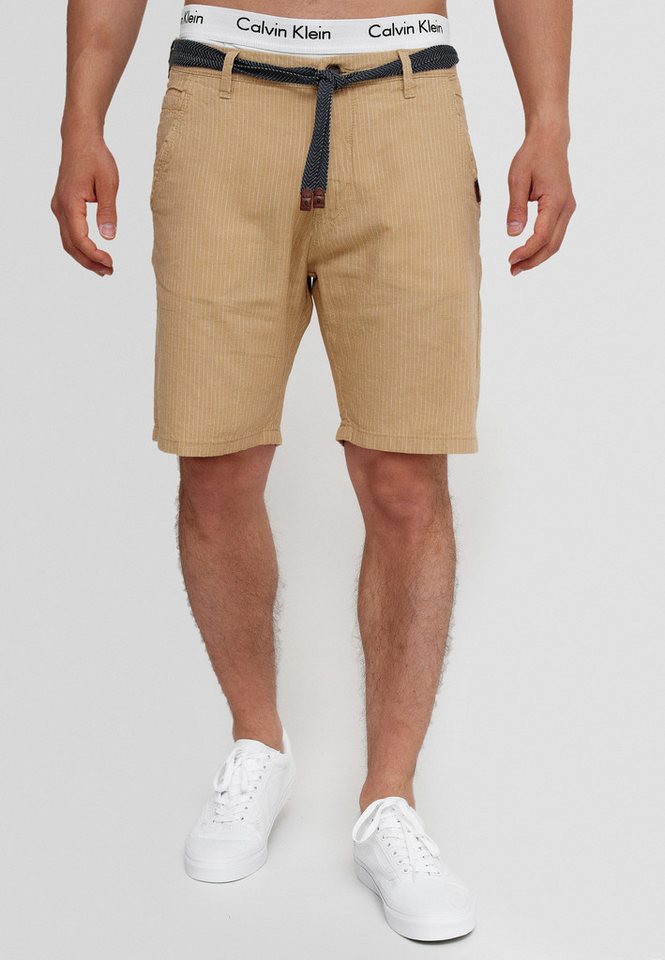 Indicode Chinoshorts Herren Enford Chino Shorts Herrenshorts mit abnehmbaren, gemusterten Bindegürtel von Indicode