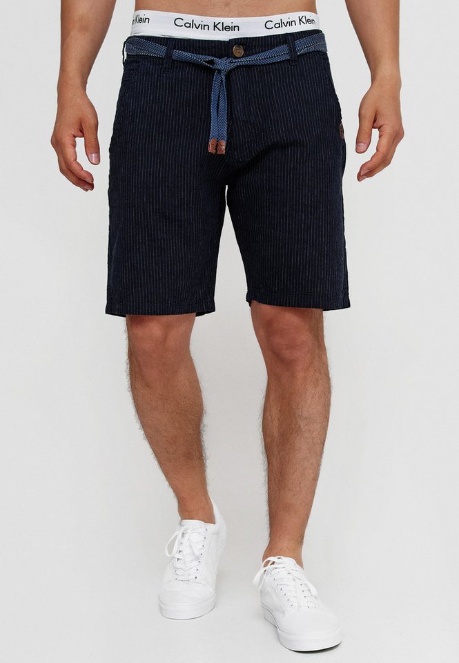 Indicode Chinoshorts Herren Enford Chino Shorts Herrenshorts mit abnehmbaren, gemusterten Bindegürtel von Indicode