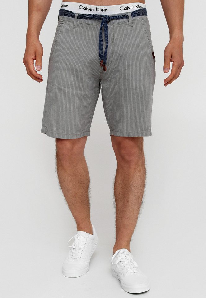 Indicode Chinoshorts Herren Enford Chino Shorts Herrenshorts mit abnehmbaren, gemusterten Bindegürtel von Indicode