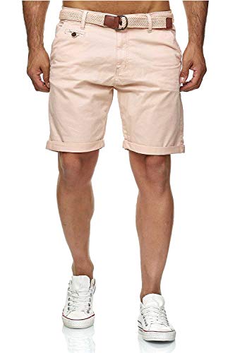 Kurze Hosen Herren mit Gürtel - Conor - Cargo Shorts Herren aus Baumwolle - Sommer Freizeithose mit Taschen - Sportlich eleganter Look - Regular Fit - Bequemes Material mit Stretch - Cameo Rose - L von Indicode