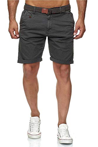 Kurze Hosen Herren mit Gürtel - Conor - Cargo Shorts Herren aus Baumwolle - Sommer Freizeithose mit Taschen - Sportlich eleganter Look - Regular Fit - Bequemes Material mit Stretch - Raven - S von Indicode