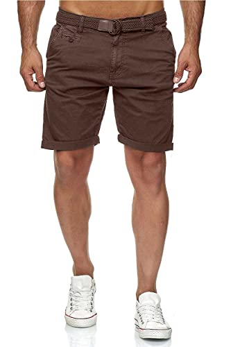 Kurze Hosen Herren mit Gürtel - Conor - Cargo Shorts Herren aus Baumwolle - Sommer Freizeithose mit Taschen - Sportlich eleganter Look - Regular Fit - Bequemes Material mit Stretch - Rootbeer - L von Indicode