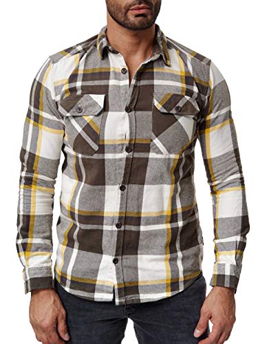 Indicode Curio Herren Langarmhemd, Farbe: Army, Größe: XL von Indicode