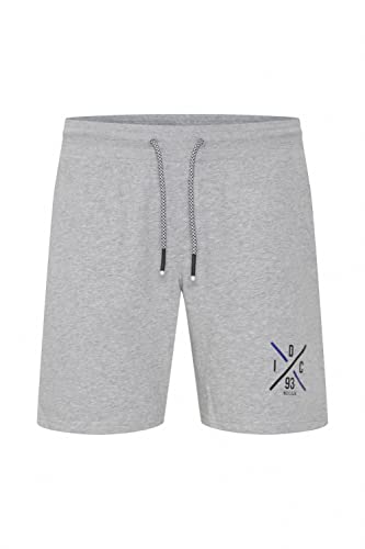 Indicode DHallum Herren Sweat Shorts Sweatshorts Kurze Hose Jogginghose mit Kordeln und Print Regular Fit, Größe:L, Farbe:Light Grey Mix (913) von Indicode