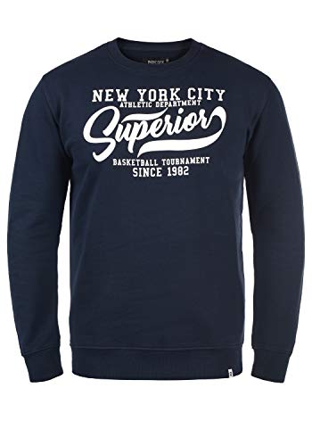 Indicode IDGalilero Herren Sweatshirt Pullover Sweater mit Rundhals-Ausschnitt Rippbündchen Baumwollmischung Regular fit, Größe:M, Farbe:Navy (400) von Indicode