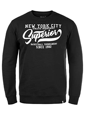 Indicode IDGalilero Herren Sweatshirt Pullover Sweater mit Rundhals-Ausschnitt Rippbündchen Baumwollmischung Regular fit, Größe:S, Farbe:Black (999) von Indicode