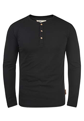 Indicode Gifford Herren Longsleeve Langarmshirt Shirt Mit Grandad-Ausschnitt, Größe:L, Farbe:Black (999) von Indicode
