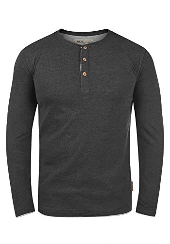 Indicode Gifford Herren Longsleeve Langarmshirt Shirt Mit Grandad-Ausschnitt, Größe:L, Farbe:Charcoal Mix (915) von Indicode