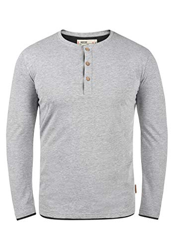 Indicode Gifford Herren Longsleeve Langarmshirt Shirt Mit Grandad-Ausschnitt, Größe:L, Farbe:Light Grey Mix (913) von Indicode