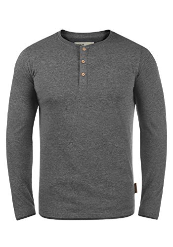 Indicode Gifford Herren Longsleeve Langarmshirt Shirt Mit Grandad-Ausschnitt, Größe:M, Farbe:Grey Mix (914) von Indicode