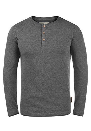 Indicode Gifford Herren Longsleeve Langarmshirt Shirt Mit Grandad-Ausschnitt, Größe:S, Farbe:Grey Mix (914) von Indicode