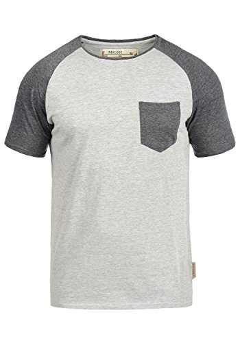 Indicode IDGresham Herren T-Shirt Kurzarm Shirt mit Rundhals-Ausschnitt Brusttasche Baumwollmischung Regular fit, Größe:XL, Farbe:Light Grey Mix (913) von Indicode