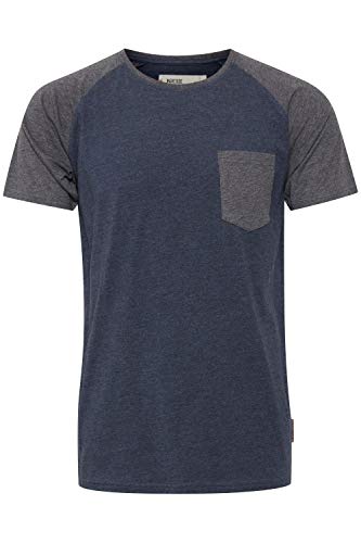 Indicode IDGresham Herren T-Shirt Kurzarm Shirt mit Rundhals-Ausschnitt Brusttasche Baumwollmischung Regular fit, Größe:2XL, Farbe:Navy Mix (420) von Indicode