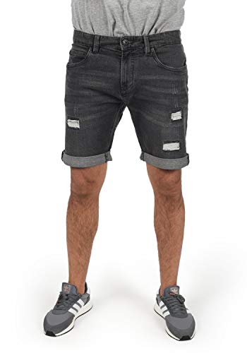 Indicode IDHallow Herren Jeans Shorts Kurze Denim Hose mit Destroyed-Optik und Stretch, Größe:L, Farbe:Dark Grey (910) von Indicode