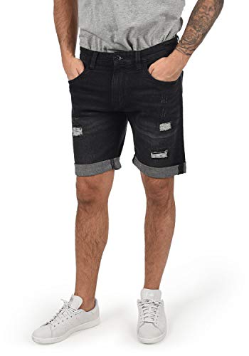Indicode IDHallow Herren Jeans Shorts Kurze Denim Hose mit Destroyed-Optik und Stretch, Größe:M, Farbe:Black (999) von Indicode