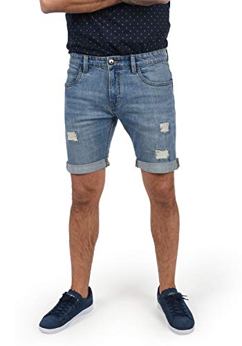 Indicode IDHallow Herren Jeans Shorts Kurze Denim Hose mit Destroyed-Optik und Stretch, Größe:XL, Farbe:Blue Wash (1014) von Indicode