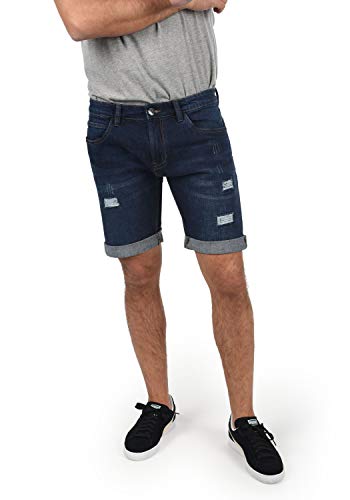 Indicode IDHallow Herren Jeans Shorts Kurze Denim Hose mit Destroyed-Optik und Stretch, Größe:XL, Farbe:Dark Blue (855) von Indicode