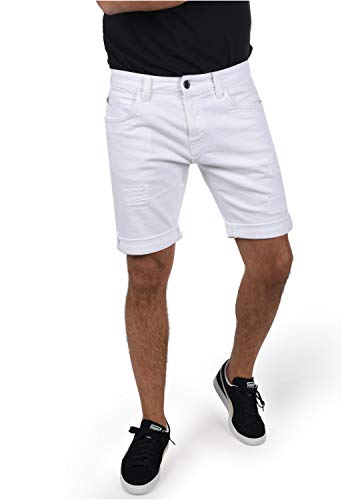 Indicode IDHallow Herren Jeans Shorts Kurze Denim Hose mit Destroyed-Optik und Stretch, Größe:2XL, Farbe:Off-White (002) von Indicode