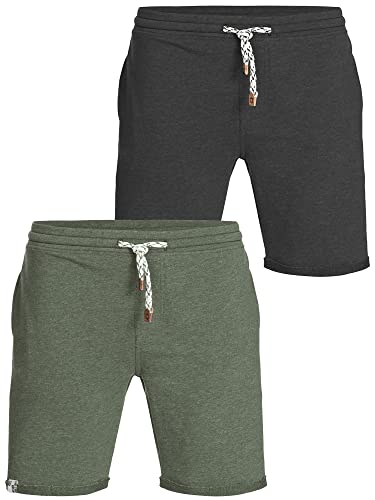 Indicode Herren 2-Pack Eddy 2er-Pack Sweatshorts | Sweat Shorts Sporthose Joggingshorts Beetle/Black XXL von Indicode