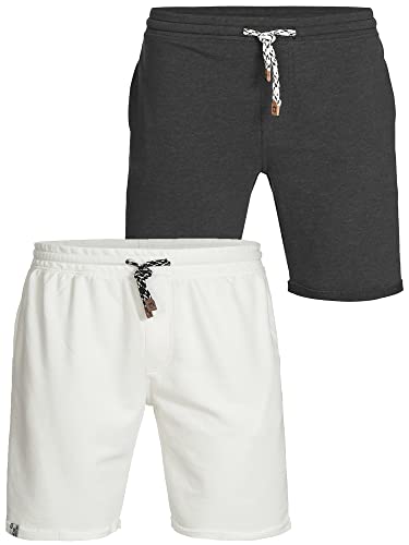 Indicode Herren 2-Pack Eddy 2er-Pack Sweatshorts | Sweat Shorts Sporthose Joggingshorts Offwhite/Black XL von Indicode