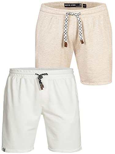 Indicode Herren 2-Pack Eddy 2er-Pack Sweatshorts | Sweat Shorts Sporthose Joggingshorts Sand Mix/Offwhite XXL von Indicode