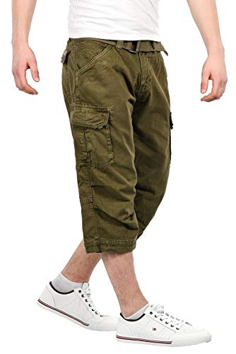 Indicode Herren 7/8 Sommer Bermuda Shorts Kurze Hose Sommerhose Short B710 [B710-Nicholas-Olive-Gr.M] von Indicode