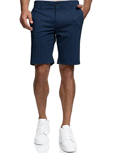 Indicode Herren Aalborg Chino Shorts mit 4 Taschen | Bermuda Herren Chino Shorts Blue Pinstripe L von Indicode