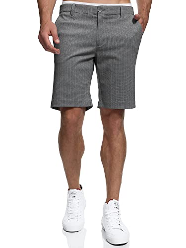 Indicode Herren Aalborg Chino Shorts mit 4 Taschen | Bermuda Herren Chino Shorts Grey Pinstripe XXL von Indicode