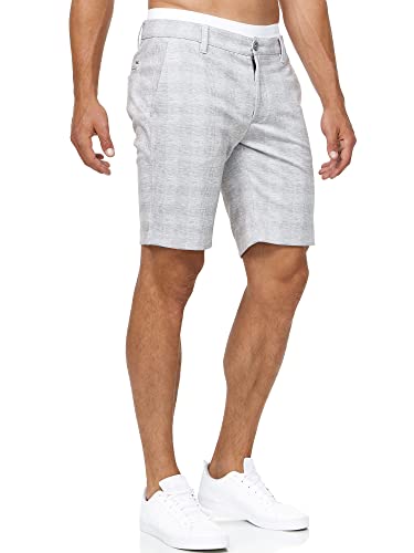 Indicode Herren Aalborg Chino Shorts mit 4 Taschen | Bermuda Herrenshorts Chinoshorts Freizeitshorts Männer Grey Check, L von Indicode