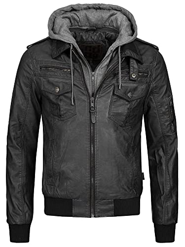 Indicode Herren Aaron Lederjacke mit abnehmbarer Kapuze | Kunstlederjacke Übergangsjacke Black XXL Indicode Herren Aaron Lederjacke mit abnehmbarer Kapuze | Kunstlederjacke Übergangsjacke Black XXL von Indicode