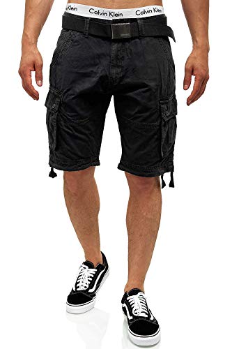 Indicode Herren Abner Cargo Shorts mit 7 Taschen aus 100% Baumwolle | Kurze Hose Männer Navy L von Indicode
