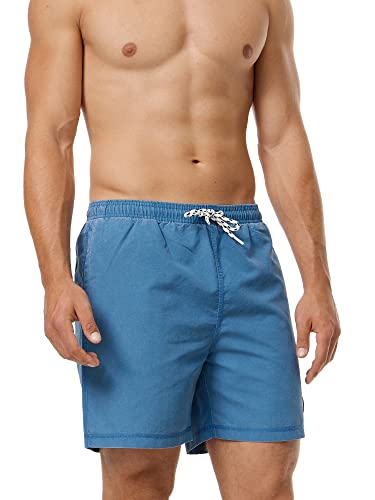 Indicode Herren Ace Badehose mit 3 Taschen und Tunnelzug | Badeshorts für Männer Copen Blue M von Indicode