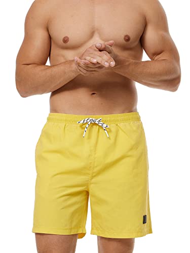 Indicode Herren Ace Badehose mit 3 Taschen und Tunnelzug | Badeshorts für Männer Lemon Pie, XXL von Indicode