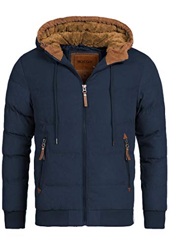 Indicode Herren Adeline Winterjacke m. Kapuze (Teddyfutter) |Steppjacke Herrenjacke Navy, L von Indicode