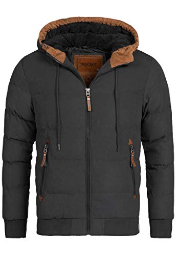 Indicode Herren Adeline Winterjacke m. Kapuze (Teddyfutter) |Steppjacke Herrenjacke Black, S von Indicode