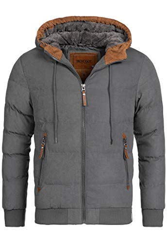 Indicode Herren Adeline Winterjacke m. Kapuze (Teddyfutter) |Steppjacke Herrenjacke Dk Grey XXL von Indicode