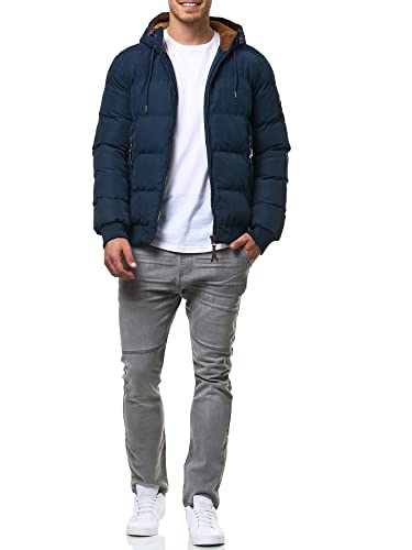 Indicode Herren Adeline Winterjacke m. Kapuze (Teddyfutter) |Steppjacke Herrenjacke Navy S von Indicode