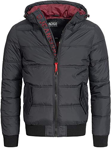 Indicode Herren Adrian ZA Steppjacke in Daunenjacken-Optik mit Kapuze | leichte Winterjacke gefütterte Übergangsjacke (Polyester Wattierung) Regenjacke Jacke für Männer Black, Schwarz, 3XL von Indicode