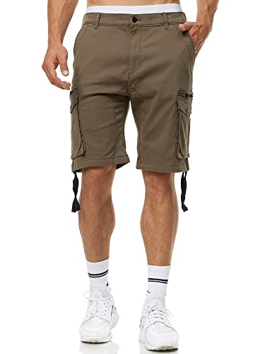 Indicode Herren Agron Cargo Shorts mit 6 Taschen aus 98% Baumwolle | Kurze Hose Männer Army, XL von Indicode