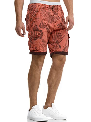 Indicode Herren Albert Cargo Shorts Hawaii | Kurze Hose Bermuda Cargoshorts für Männer meca orange XXL von Indicode