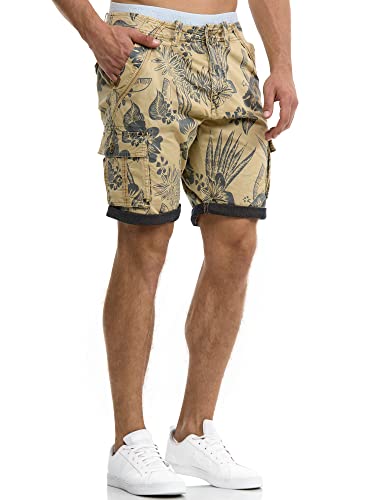 Indicode Herren Albert Cargo Shorts Hawaii | Kurze Hose Bermuda Cargoshorts für Männer Cornstalk XL von Indicode