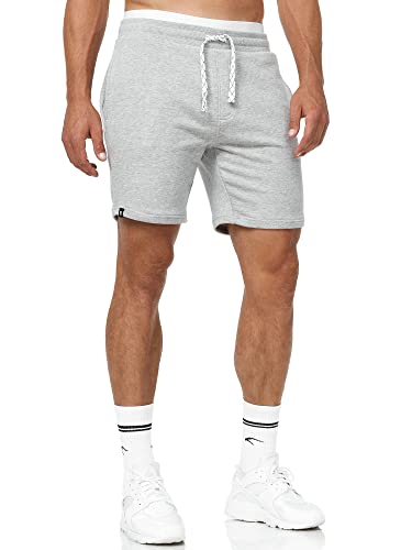 Indicode Herren Aldrich Sweatshorts mit Kordelzug | Herrenshorts Sportshorts für Männer Lt Grey Mix 3XL von Indicode