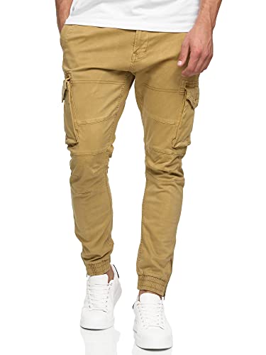 Indicode Herren Alex Cargohose aus Baumwolle mit 6 Taschen | Cargo Chino Hose f. Männer Amber, L von Indicode