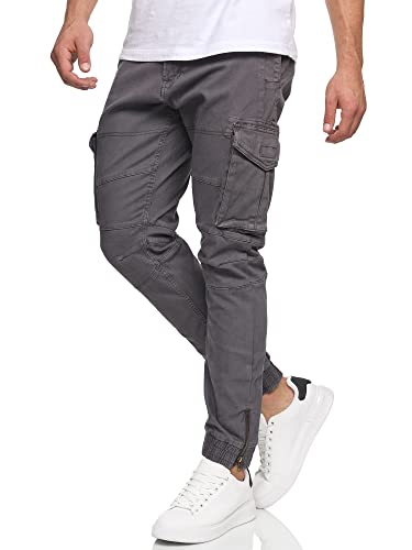 Indicode Herren Alex Cargohose aus Baumwolle mit 6 Taschen | Cargo Chino Hose f. Männer Dk Grey, XXL von Indicode