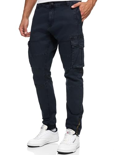 Indicode Herren Alex Cargohose aus Baumwolle mit 6 Taschen | Cargo Chino Hose f. Männer Navy, M von Indicode