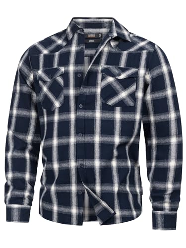 Indicode Herren Altin Flanellhemd | Herrenhemd Ton-in-Ton Freizeithemd für Männer Navy L von Indicode