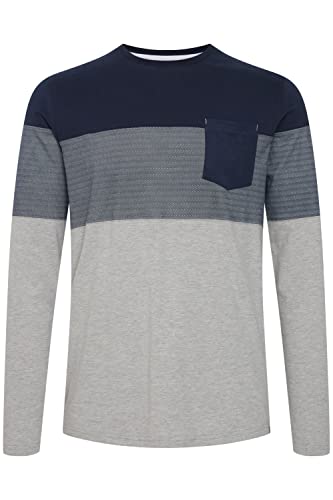 Indicode Herren Amadeo Longsleeve Langarmshirt Shirt Mit Muster aus 100% Baumwolle mit Brusttasche, Größe:XXL, Farbe:Navy (400) von Indicode